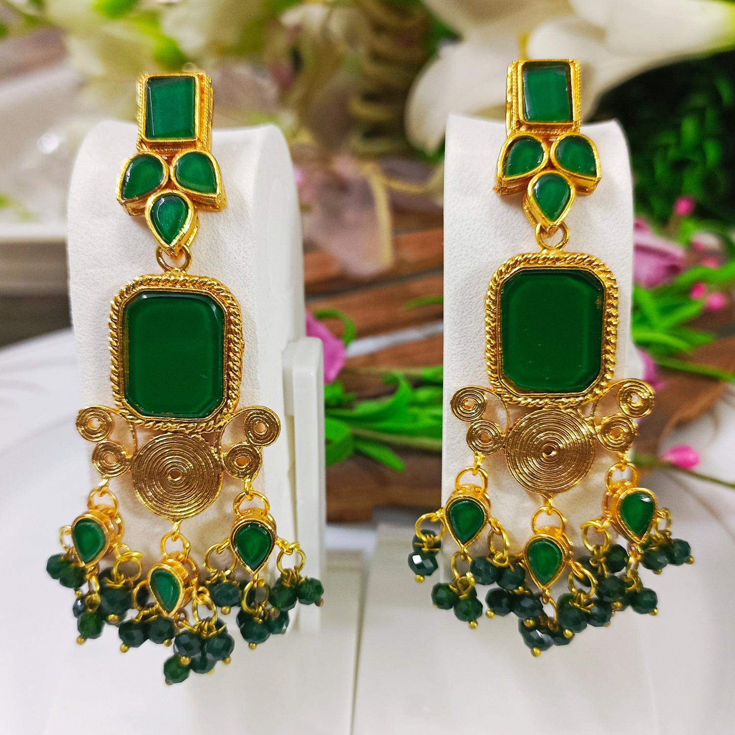 Green Stone Earings