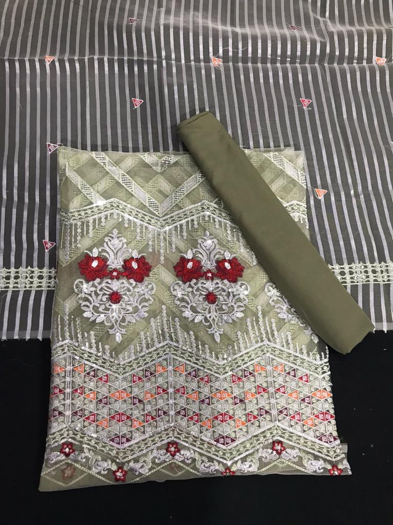 Fancy 3 Piece Suit with Thread Embroidery Work