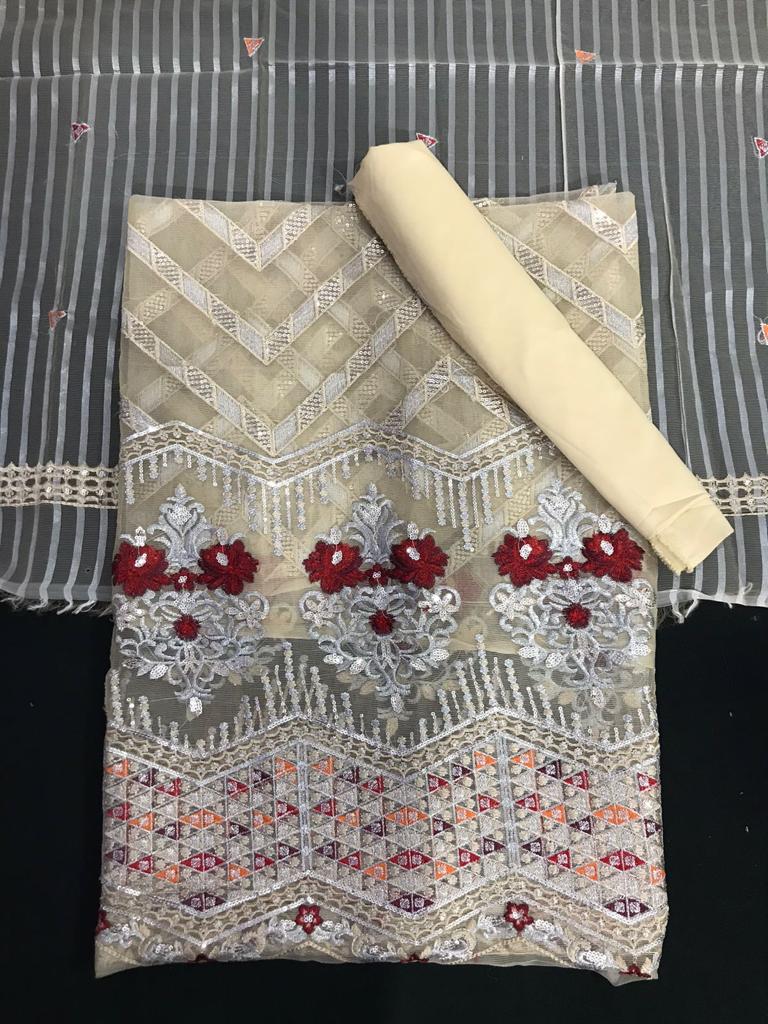Fancy 3 Piece Suit with Thread Embroidery Work