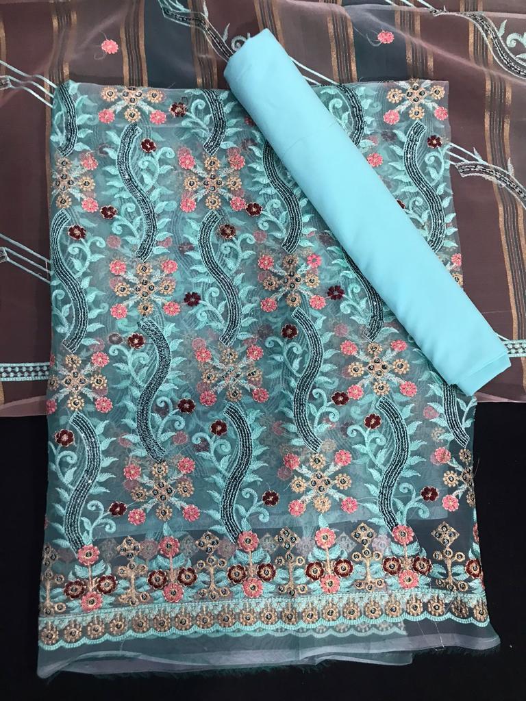 Fancy 3 Piece Suit with Thread Embroidery Work
