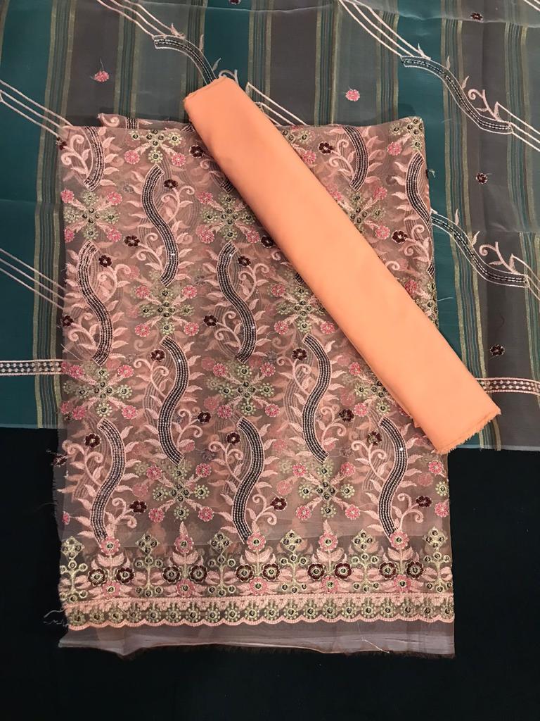 Fancy 3 Piece Suit with Thread Embroidery Work