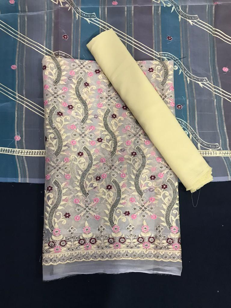 Fancy 3 Piece Suit with Thread Embroidery Work