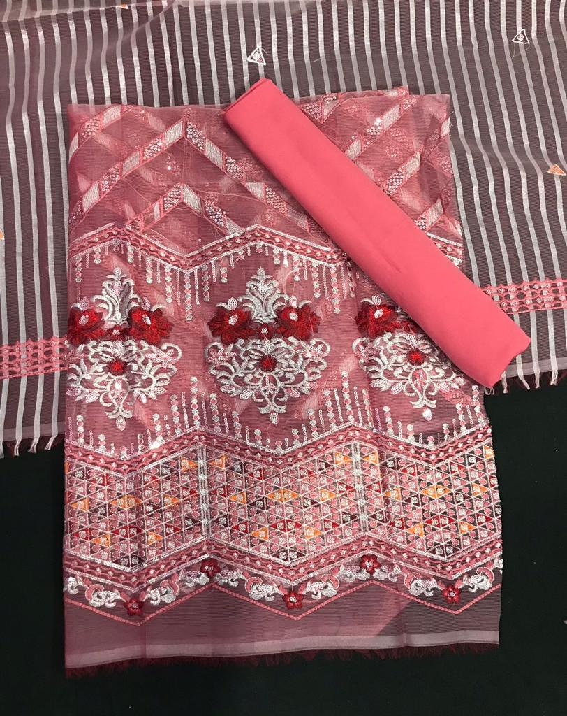 Fancy 3 Piece Suit with Thread Embroidery Work