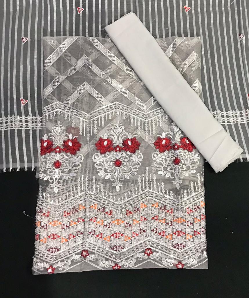 Fancy 3 Piece Suit with Thread Embroidery Work