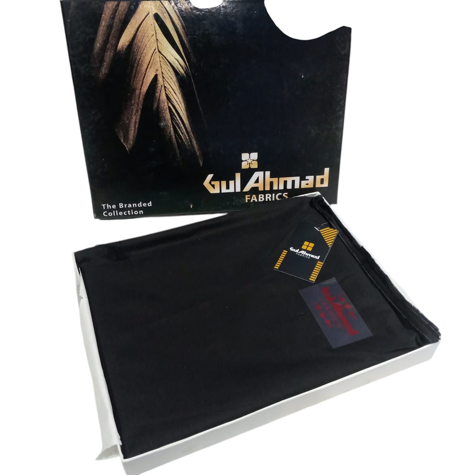 Gul Ahmed Men's Unstitched Collection ( Black with Red Tag )