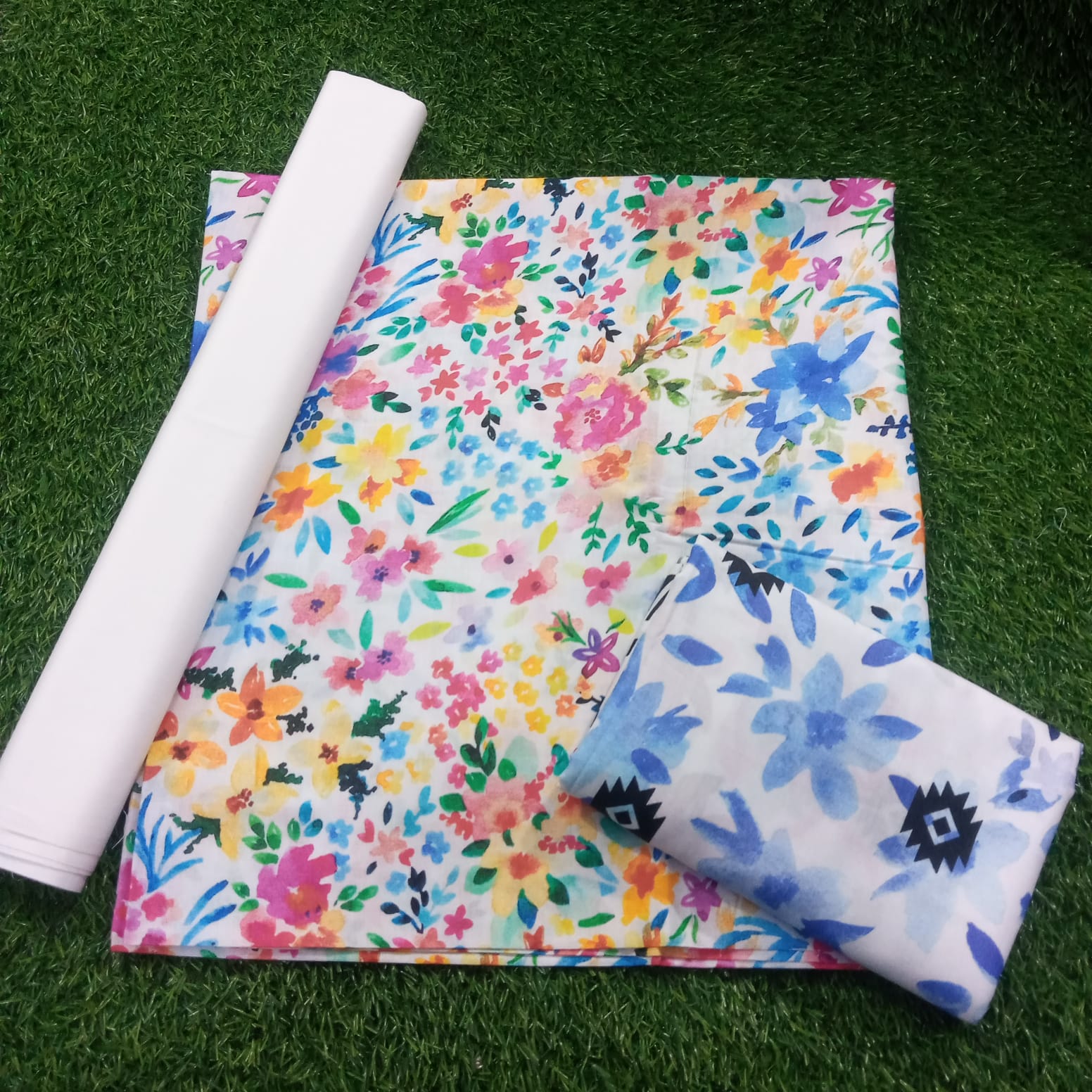 Laiba Abiha White with Colourful Design