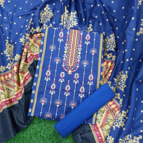 Blue Bin Saeed 3 Piece Fully Embroidery