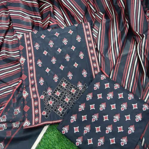 Black and Red Noor e Azal 3 Piece Fully Embroidery