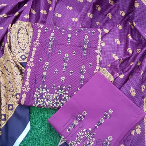 Purple Noor e Azal 3 Piece Fully Embroidery