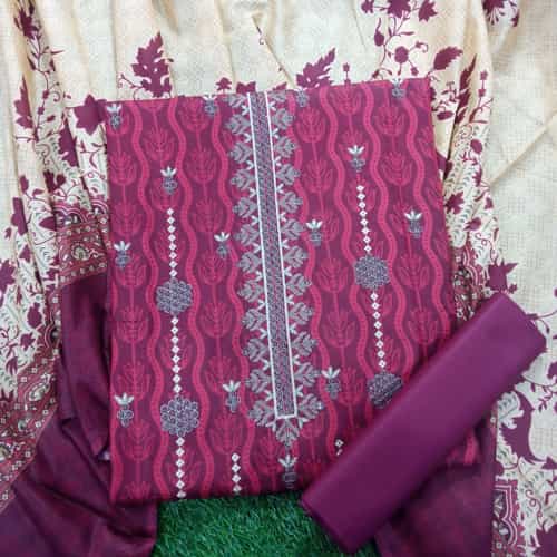 Purple and Of-White Noor e Azal 3 Piece suit Fully Embroidery
