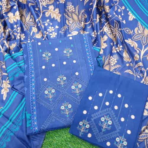 Blue Noor-e-Azal 3 Piece Fully Embroidery